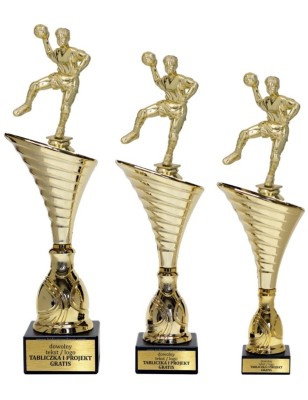 Złoty zestaw 3 pucharów z figurką piłka ręczna - Seria NT1000 do ponad 100 dyscyplin