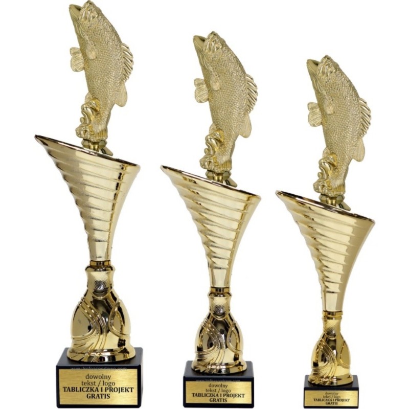 Komplet pucharów NT1000 z figurką ryba wędkarstwo 36-33-32 cm