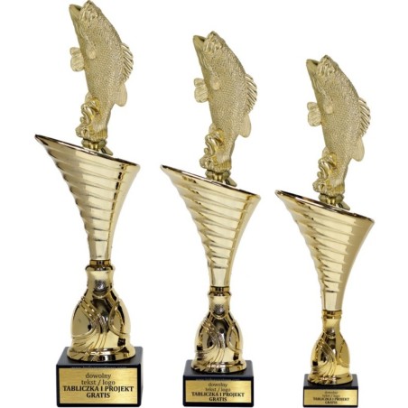 Złoty zestaw 3 pucharów z figurką wędkarstwo - Seria NT1000 do ponad 100 dyscyplin
