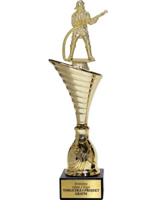 Złoty puchar z figurką straż pożarna- NT1000 puchar tematyczny z dyscypliną