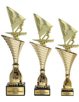 Złoty zestaw 3 pucharów z figurką windsurfing - Seria NT1000 do ponad 100 dyscyplin