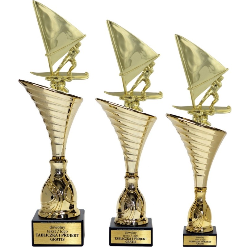 Komplet pucharów NT1000 z figurką windsurfer windsurfing 32-29-28 cm