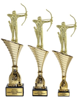 Złoty zestaw 3 pucharów z figurką łucznictwo - Seria NT1000 do ponad 100 dyscyplin