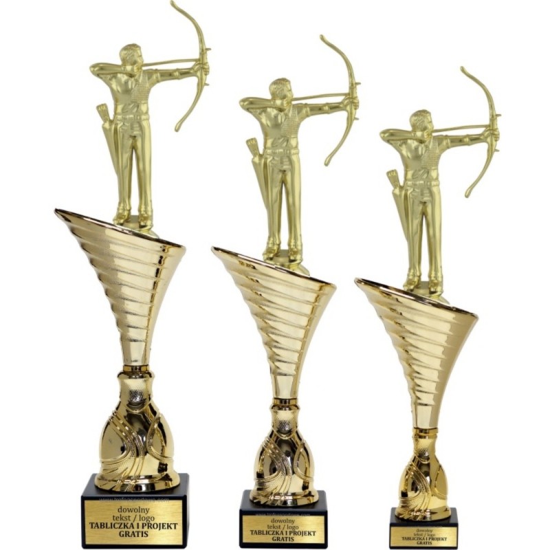 Komplet pucharów NT1000 z figurką łucznik łucznictwo 41-38-37 cm