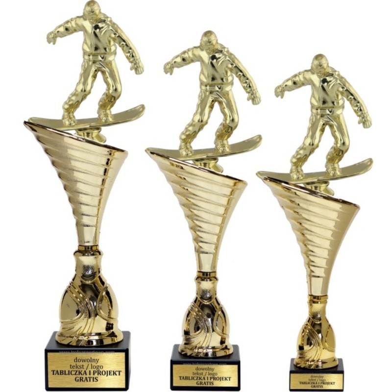 Zestaw pucharów NT1000 z figurką snowboardzista snowboard 34-31-30 cm