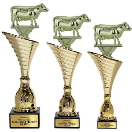 Złoty zestaw 3 pucharów z figurką hodowla zwierząt - Seria NT1000 do ponad 100 dyscyplin