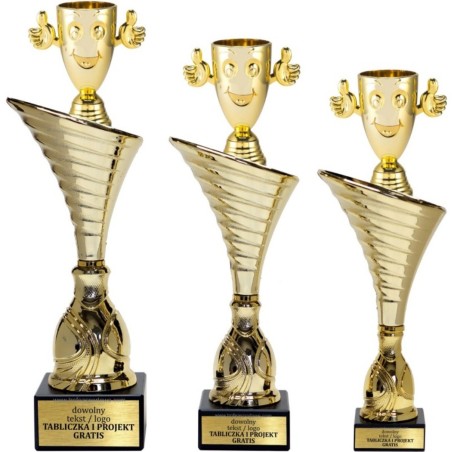 Złoty zestaw 3 pucharów z figurką uniwersalne - Seria NT1000 do ponad 100 dyscyplin