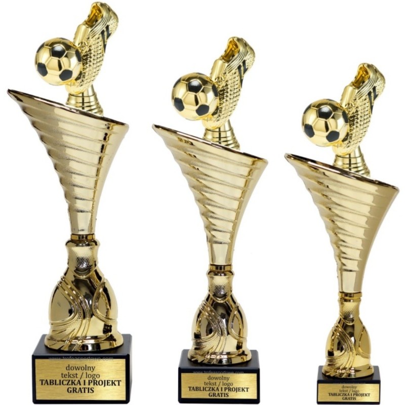 Komplet pucharów NT1000 z figurką korki piłka nożna 31-28-27 cm