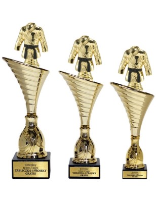 Złoty zestaw 3 pucharów z figurką karate- Seria NT1000 do ponad 100 dyscyplin