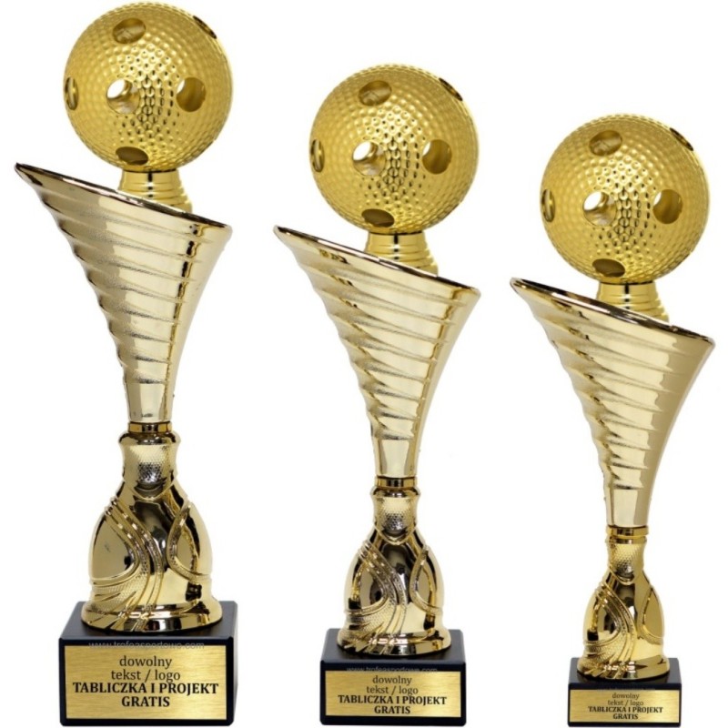 Zestaw pucharów NT1000 z figurką floorball unihokej 31-28-27 cm