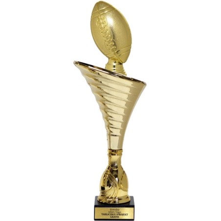 Złoty puchar z figurką rugby- NT1000 puchar tematyczny z dyscypliną