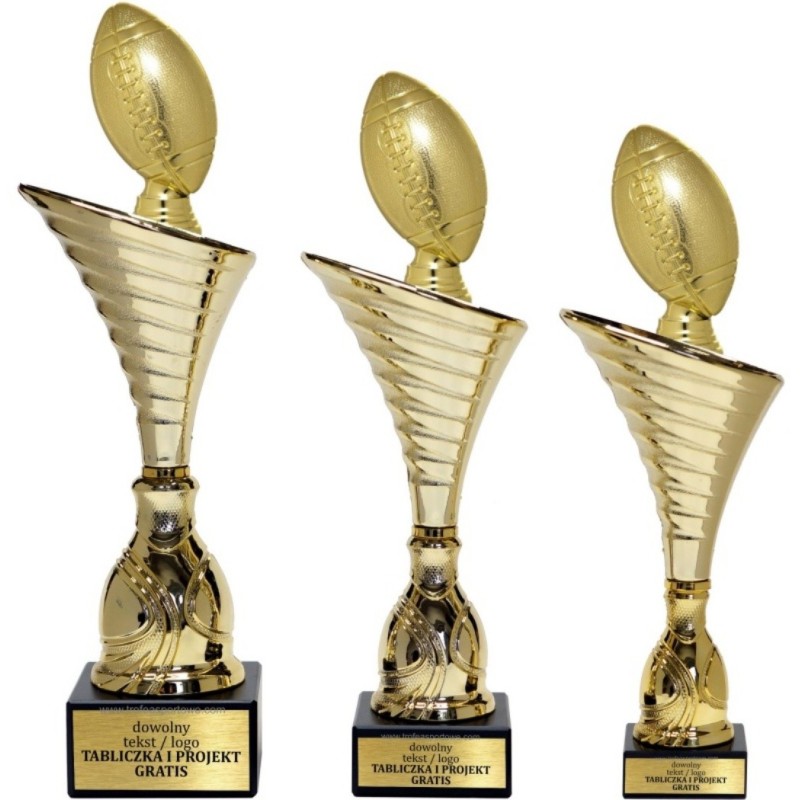 Komplet pucharów NT1000 z figurką rugby 31-28-27 cm