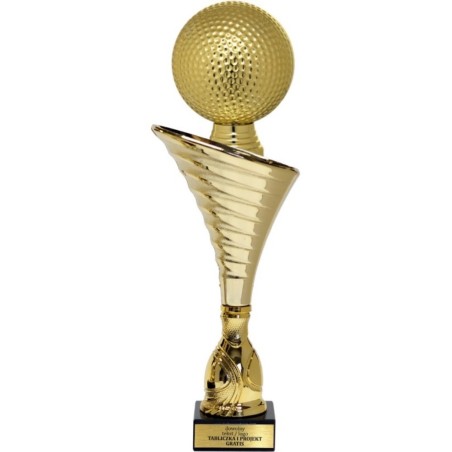 Złoty puchar z figurką golf- NT1000 puchar tematyczny z dyscypliną