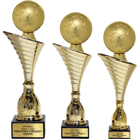 Złoty zestaw 3 pucharów z figurką piłka nożna- Seria NT1000 do ponad 100 dyscyplin