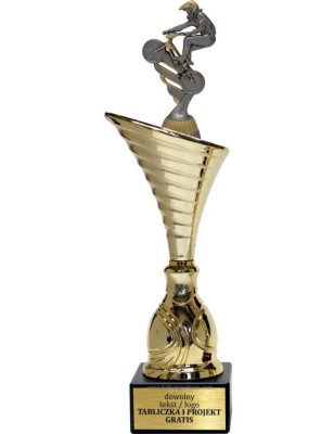 Złoty puchar z figurką kolarstwo- NT1000 puchar tematyczny z dyscypliną