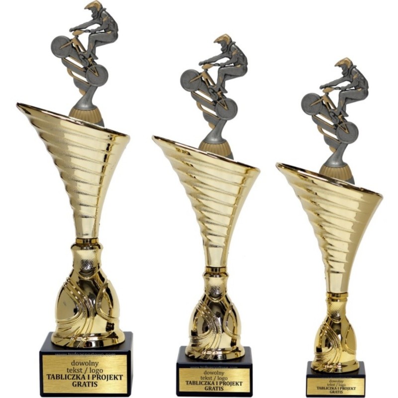 Komplet pucharów NT1000 z figurką BMX kolarstwo 34-31-30 cm