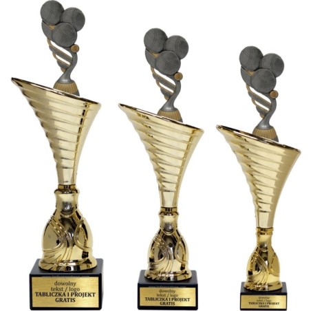 Złoty zestaw 3 pucharów z figurką petanka- Seria NT1000 do ponad 100 dyscyplin