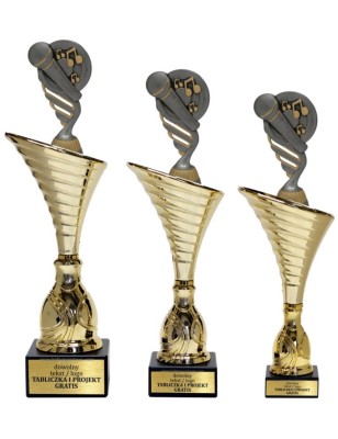 Złoty zestaw 3 pucharów z figurką muzyka - Seria NT1000 do ponad 100 dyscyplin