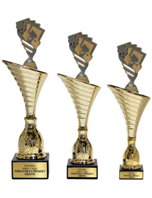 Złoty zestaw 3 pucharów z figurką gry karciane- Seria NT1000 do ponad 100 dyscyplin