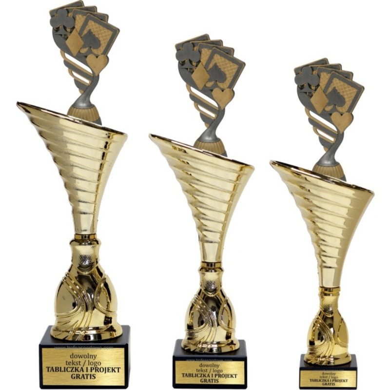 Komplet pucharów NT1000 z figurką karty gry karciane 34-31-30 cm