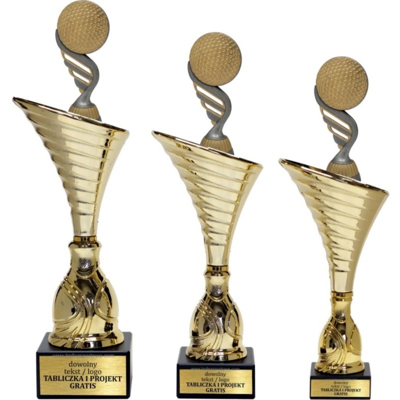 Komplet pucharów NT1000 z figurką golf 34-31-30 cm