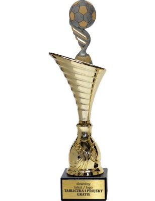 Złoty puchar z figurką piłka nożna- NT1000 puchar tematyczny z dyscypliną
