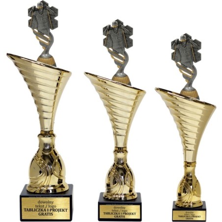 Złoty zestaw 3 pucharów z figurką biegi narciarskie- Seria NT1000 do ponad 100 dyscyplin