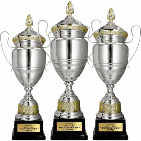 Okazały Puchar sportowy 1072 Złoto-srebrny 3 wysokości