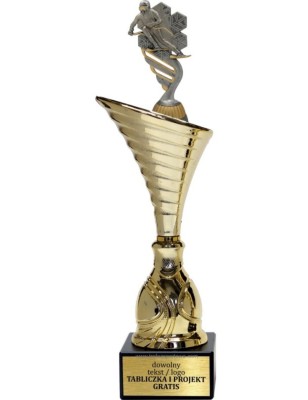 Złoty puchar z figurką narciarstwo- NT1000 puchar tematyczny z dyscypliną