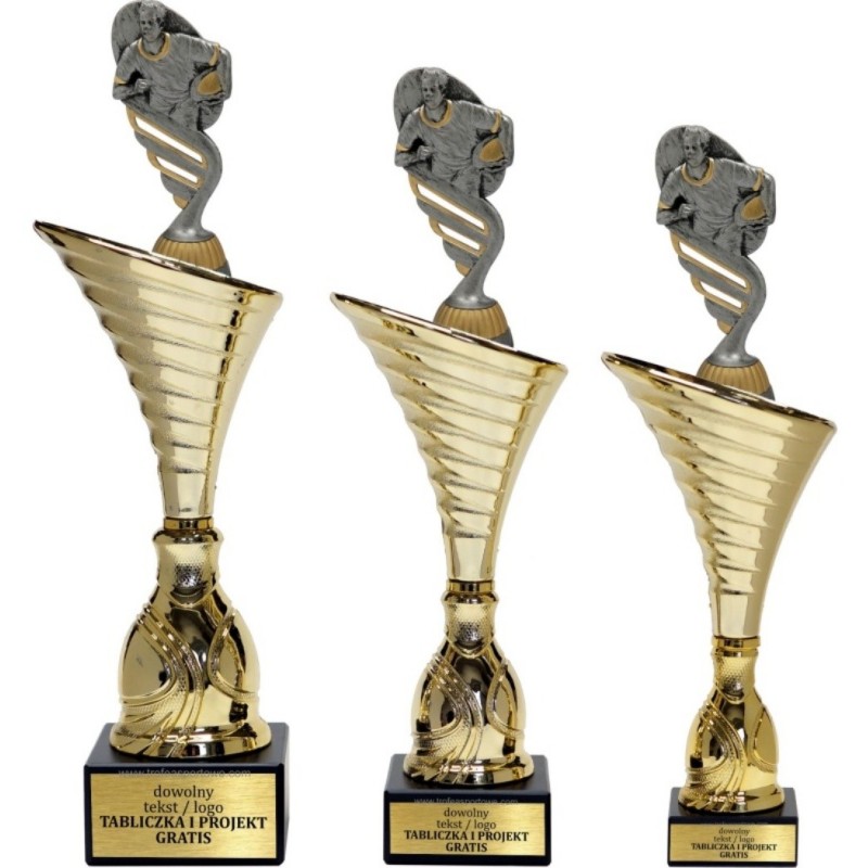 Zestaw pucharów NT1000 z figurką rugbysta rugby 34-31-30 cm