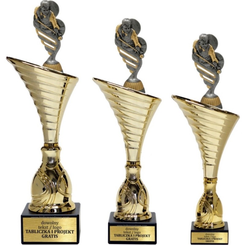 Zestaw pucharów NT1000 z figurką bilard snooker 34-31-30 cm