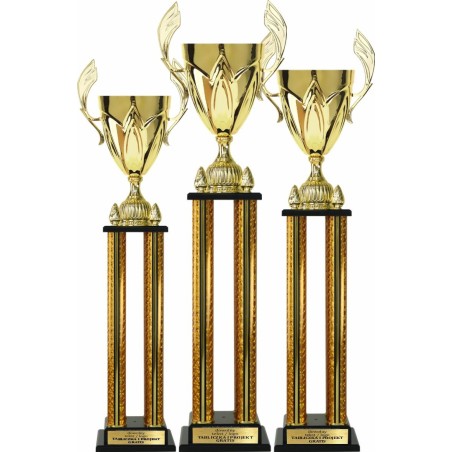 Kolumnowy Puchar sportowy 1075 Złoty 3 wysokości