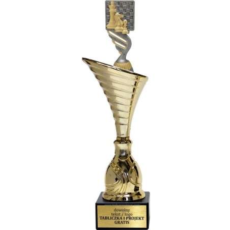 Złoty puchar z figurką szachy- NT1000 puchar tematyczny z dyscypliną