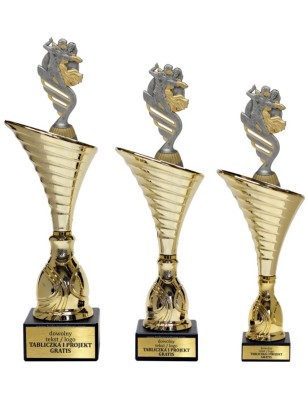 Złoty zestaw 3 pucharów z figurką taniec towarzyski- Seria NT1000 do ponad 100 dyscyplin