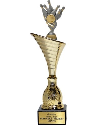 Złoty puchar z figurką kręgle- NT1000 puchar tematyczny z dyscypliną