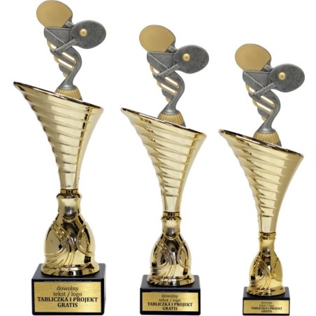 Złoty zestaw 3 pucharów z figurką tenis stołowy- Seria NT1000 do ponad 100 dyscyplin