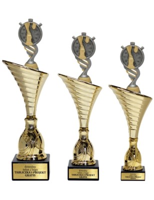 Złoty zestaw 3 pucharów z figurką biegi- Seria NT1000 do ponad 100 dyscyplin
