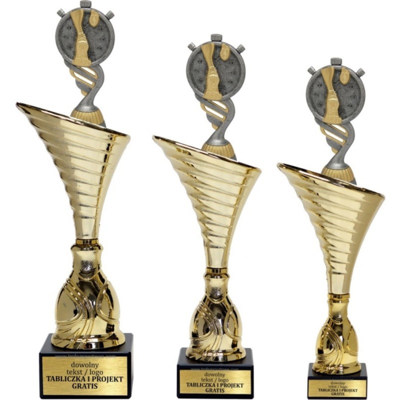 Komplet pucharów NT1000 z figurką biegacz biegi 34-31-30 cm