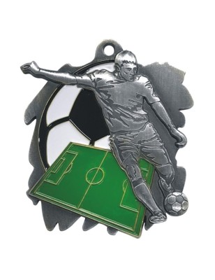 Medal M02 piłkarski sportowy + emalia, z wklejką i szeroką szarfą