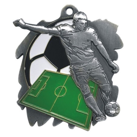 Medal M02 piłkarski sportowy + emalia, z wklejką i szeroką szarfą