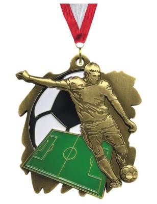 Medal piłkarski M02 - Złoty medal z piłkarzem i boiskiem
