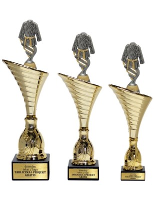 Złoty zestaw 3 pucharów z figurką karate- Seria NT1000 do ponad 100 dyscyplin