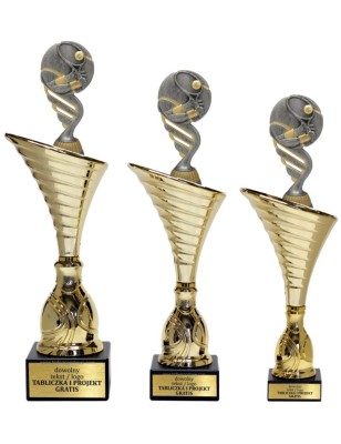 Złoty zestaw 3 pucharów z figurką tenis ziemny- Seria NT1000 do ponad 100 dyscyplin