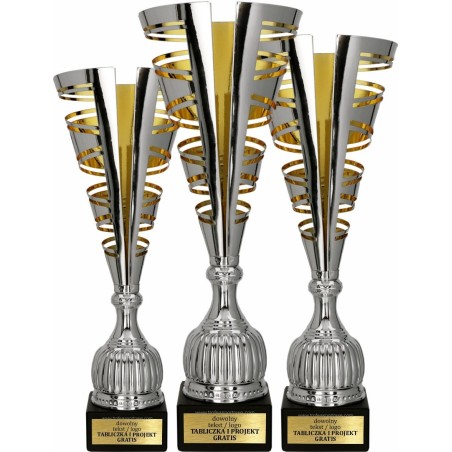 Puchar sportowy 2086 Srebrno-złoty 3 wysokości