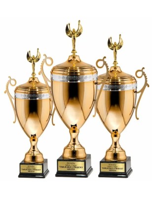 Puchar 5085\2022 złoto-srebrny z pokrywką oraz figurką Wiktoria