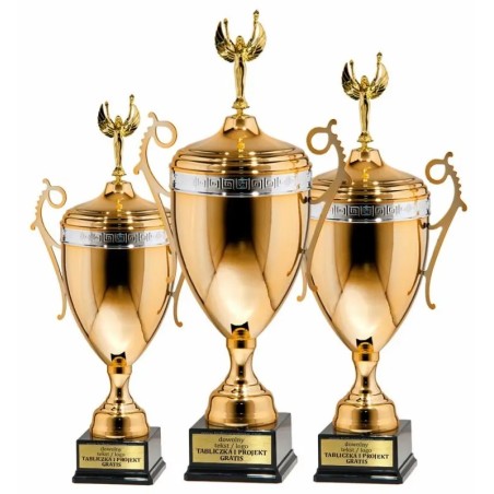 Puchar 5085\2022 złoto-srebrny z pokrywką oraz figurką Wiktoria