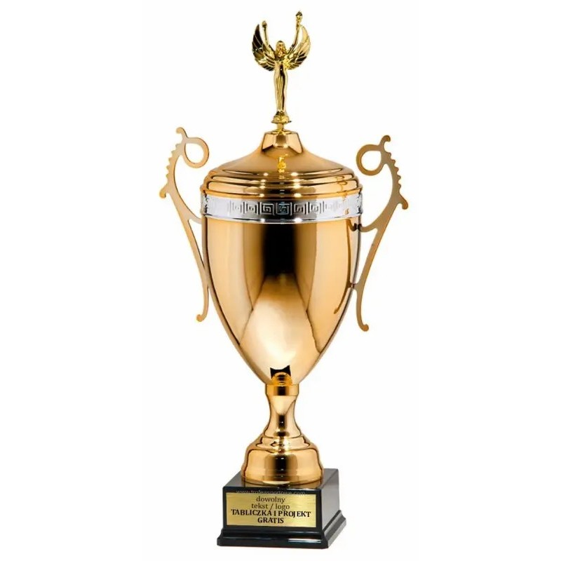 Puchar 5085\2022 złoto-srebrny z pokrywką oraz figurką Wiktoria