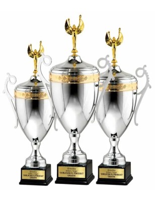 Puchar 5070\2022 srebrno-złoty z pokrywką i z wiktorią