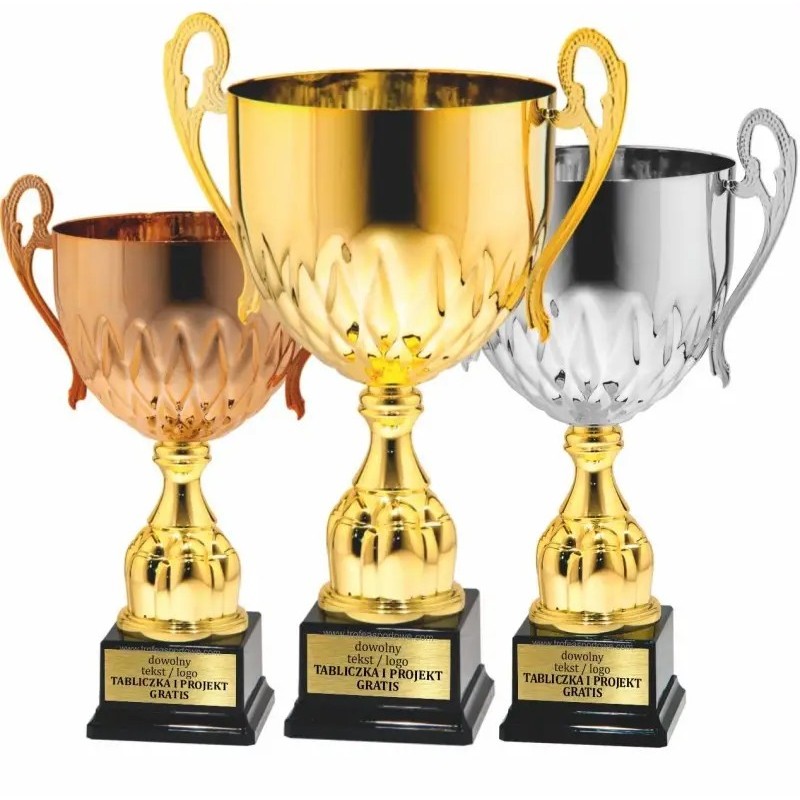 Zestaw Pucharów 25143A złoto-srebro-brąz 47-43-39 cm