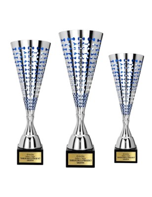 Ażurowy Puchar 2099 srebrno-niebieski na zawody sportowe